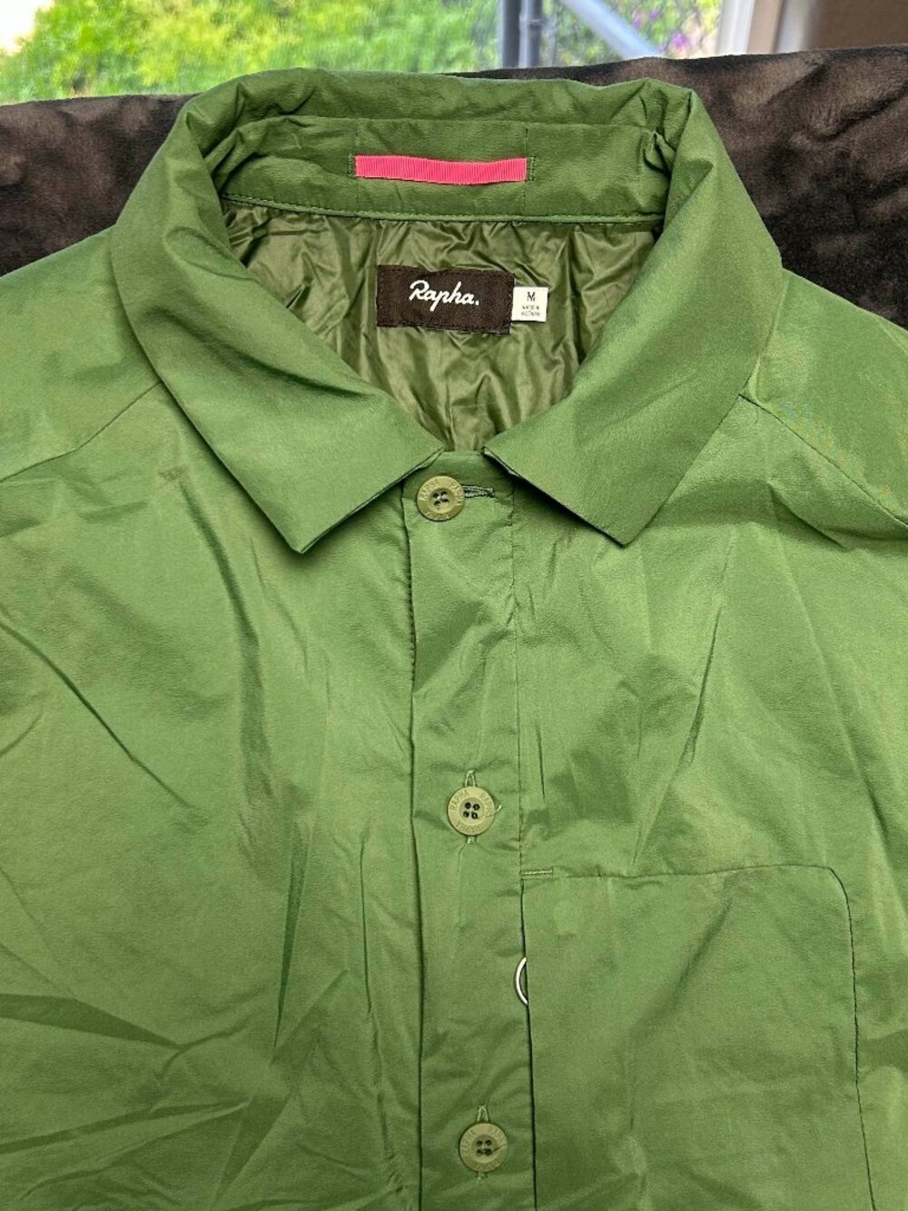Rapha Insulated Overshirt Men’s Medium Green Jacket Light Gray Fuzzy Lining